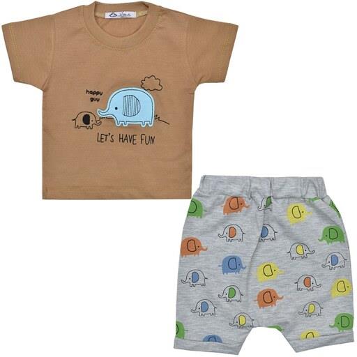 ست تی شرت و شلوارک نوزادی نیروان مدل 2235 -2